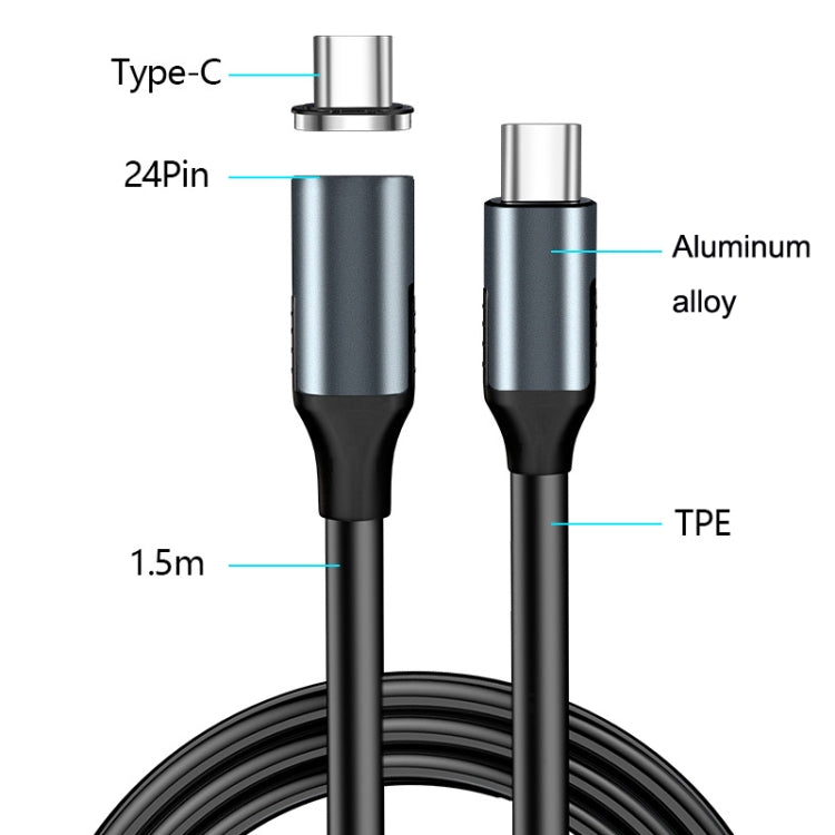 CC25 24Pin Dual Type-C / USB-C Fast Charging Magnetic Data Cable, Style: 1.5m Line+Magnetic Head
