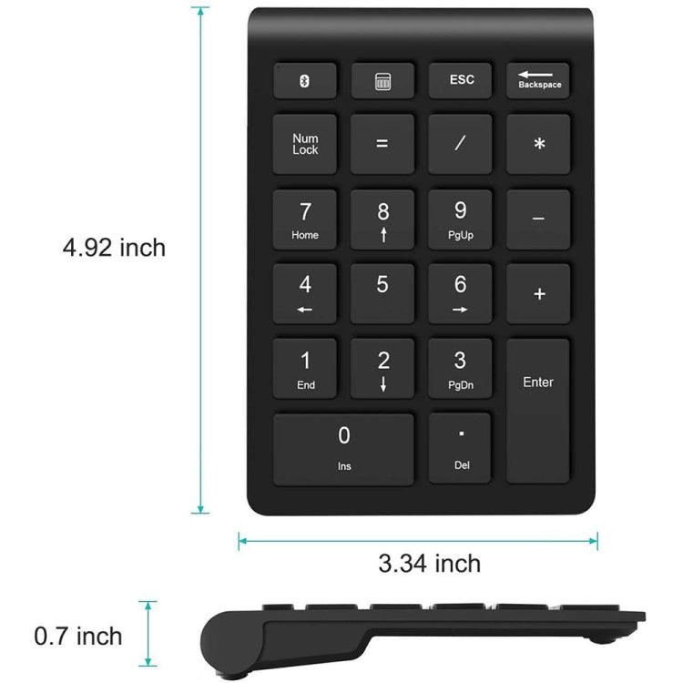 BT304 22 Keys Laptop Mini Wireless Keyboard, Spec: Bluetooth (Silver Black)