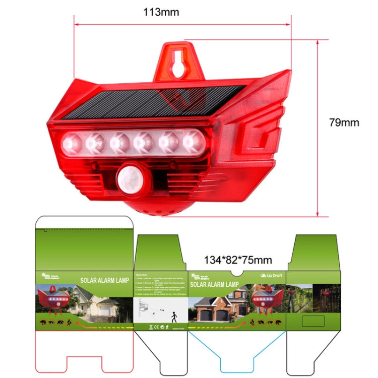 RC-710 Solar Burglar Alarm Light Remote Control Human Body Induction Drive(Red)