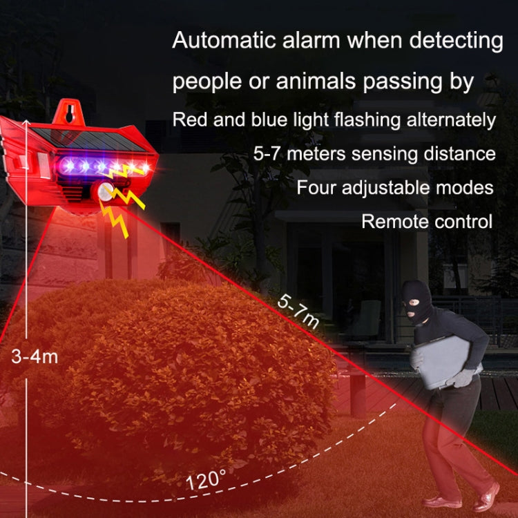 RC-710 Solar Burglar Alarm Light Remote Control Human Body Induction Drive(Red)