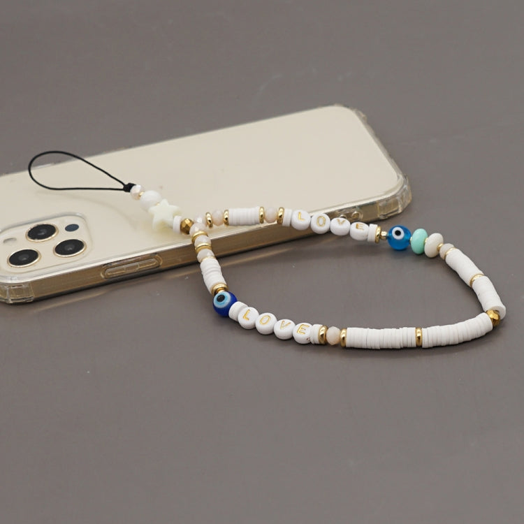 Geometric Letter Soft Pottery Mobile Phone Lanyard Anti-lost Phone Chain