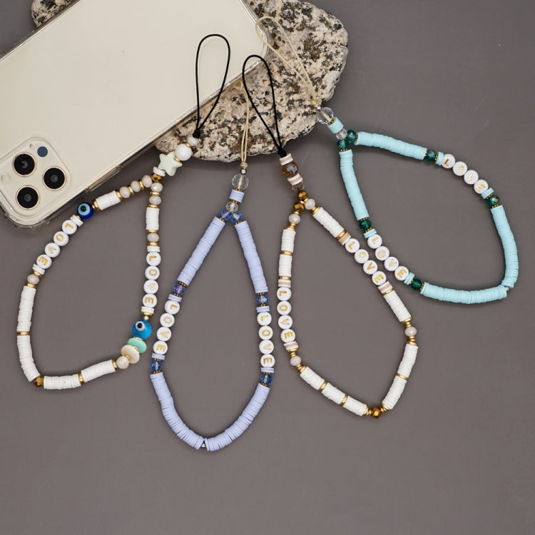 Geometric Letter Soft Pottery Mobile Phone Lanyard Anti-lost Phone Chain