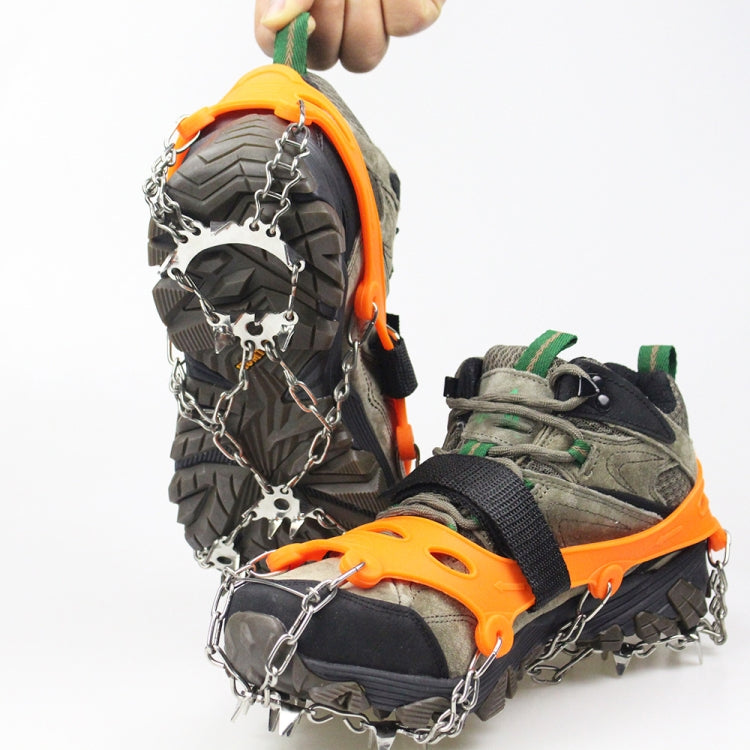 1 Pair  23 Spikes Crampons Outdoor Winter Walk Ice Fishing Snow Shoe Spikes,Size: XL Orange