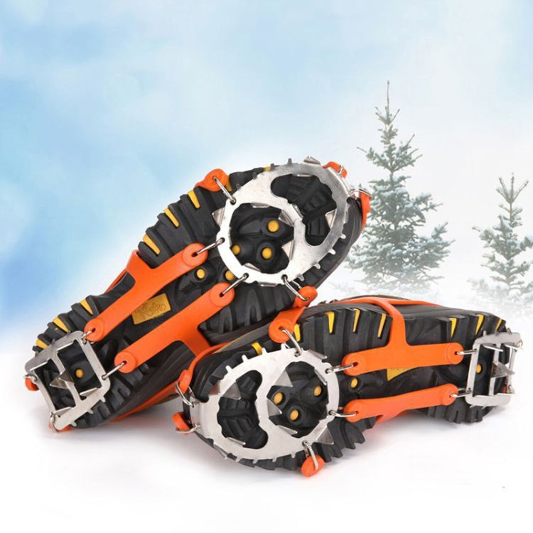 1 Pair  18 Large Spikes Crampons Outdoor Winter Walk Ice Fishing Snow Shoe Spikes,Size:  M Orange