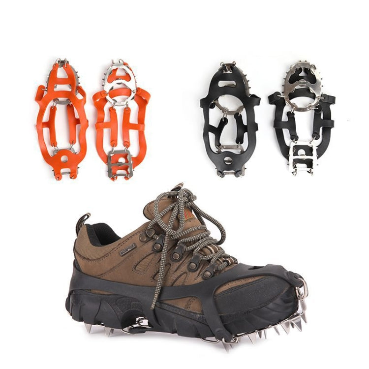 1 Pair  18 Large Spikes Crampons Outdoor Winter Walk Ice Fishing Snow Shoe Spikes,Size:  M Orange