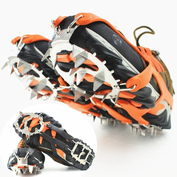 1 Pair  18 Large Spikes Crampons Outdoor Winter Walk Ice Fishing Snow Shoe Spikes,Size:  M Orange