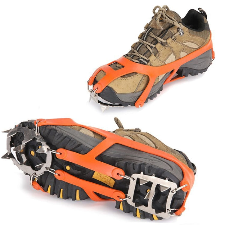 1 Pair  18 Large Spikes Crampons Outdoor Winter Walk Ice Fishing Snow Shoe Spikes,Size:  M Orange