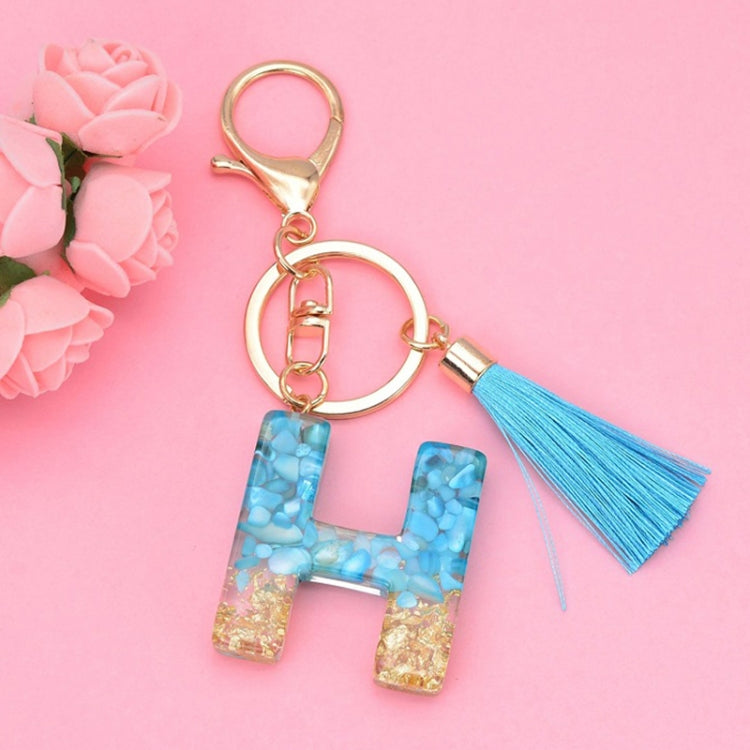 2 PCS English Alphabet Epoxy Tassel Keychain Bag Pendant