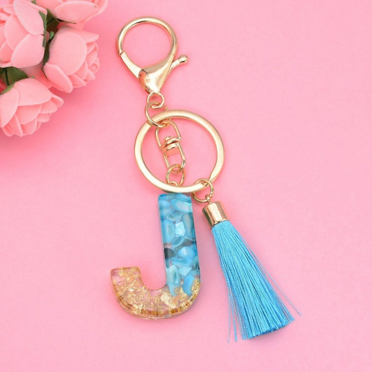 2 PCS English Alphabet Epoxy Tassel Keychain Bag Pendant