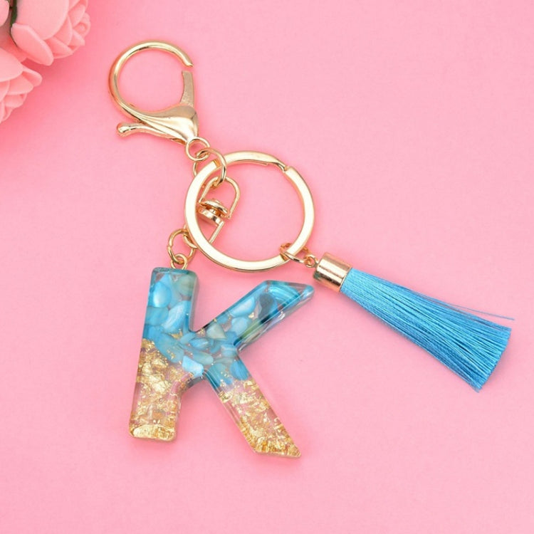 2 PCS English Alphabet Epoxy Tassel Keychain Bag Pendant