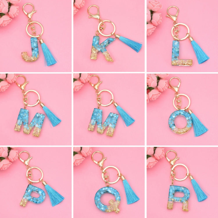2 PCS English Alphabet Epoxy Tassel Keychain Bag Pendant