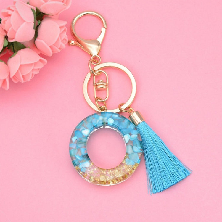 2 PCS English Alphabet Epoxy Tassel Keychain Bag Pendant