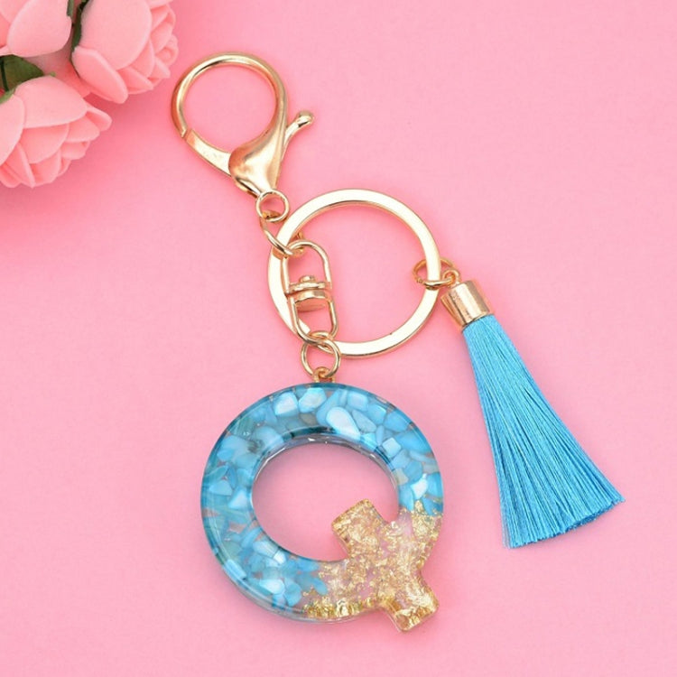 2 PCS English Alphabet Epoxy Tassel Keychain Bag Pendant