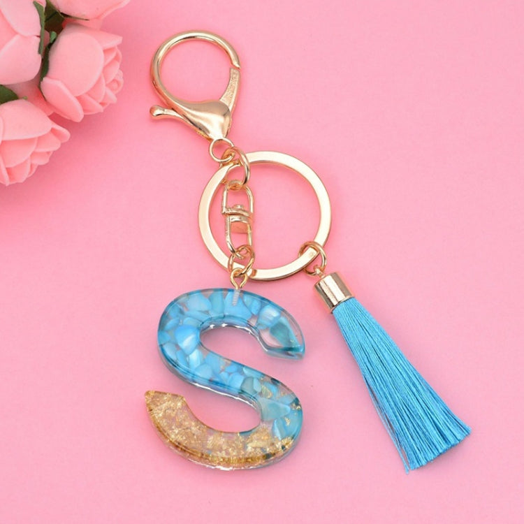 2 PCS English Alphabet Epoxy Tassel Keychain Bag Pendant