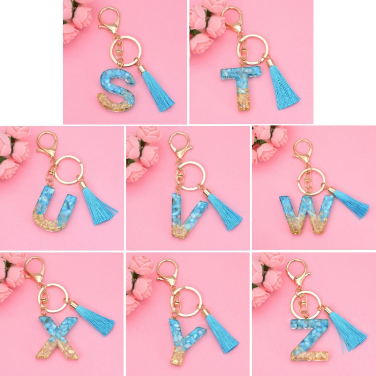 2 PCS English Alphabet Epoxy Tassel Keychain Bag Pendant