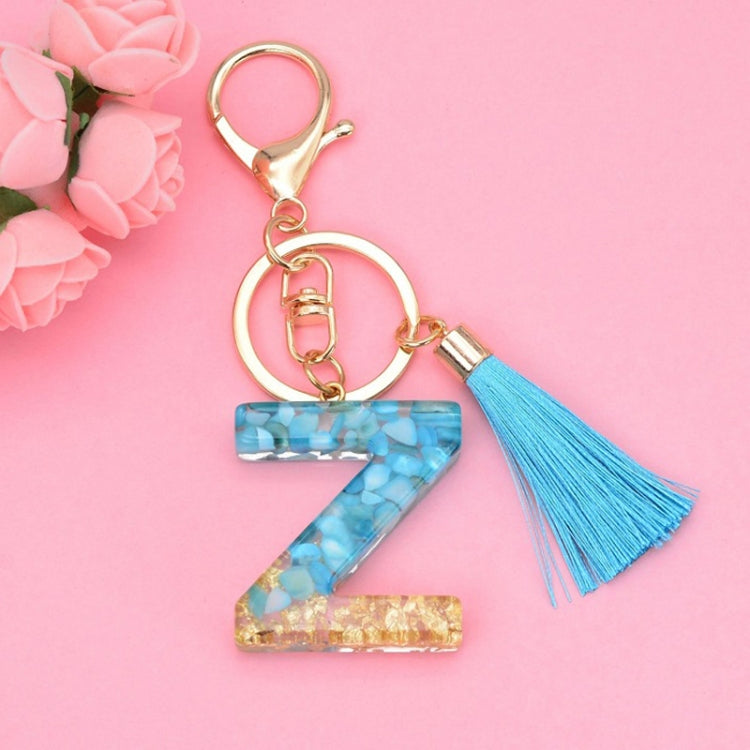 2 PCS English Alphabet Epoxy Tassel Keychain Bag Pendant
