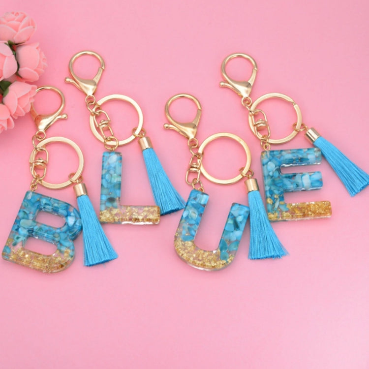 2 PCS English Alphabet Epoxy Tassel Keychain Bag Pendant