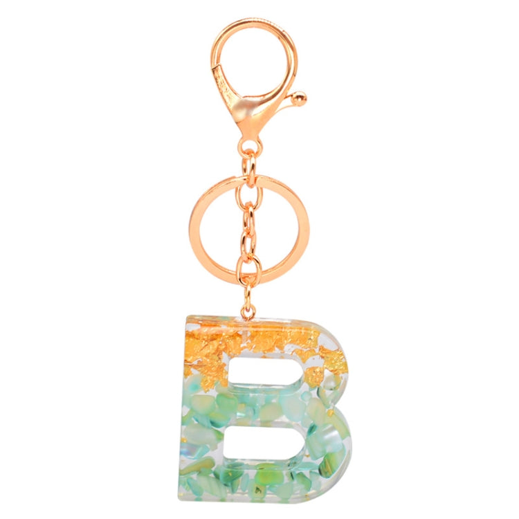 2 PCS Gold Foil Epoxy English Letter Keychain Bag Pendant