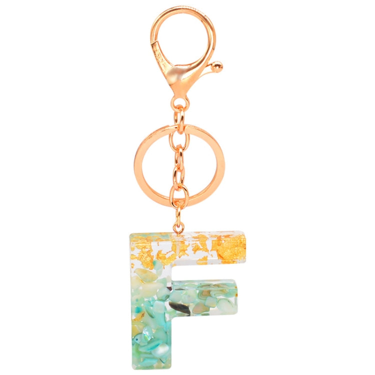 2 PCS Gold Foil Epoxy English Letter Keychain Bag Pendant
