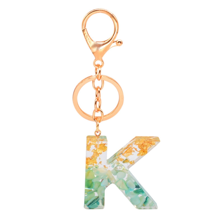 2 PCS Gold Foil Epoxy English Letter Keychain Bag Pendant