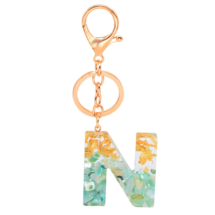 2 PCS Gold Foil Epoxy English Letter Keychain Bag Pendant