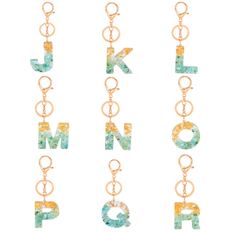 2 PCS Gold Foil Epoxy English Letter Keychain Bag Pendant