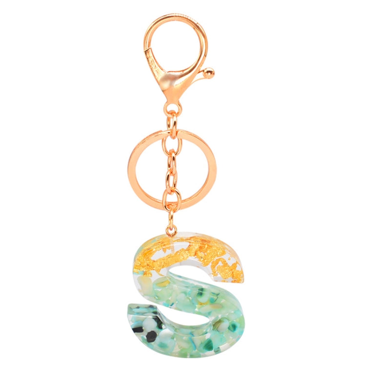 2 PCS Gold Foil Epoxy English Letter Keychain Bag Pendant