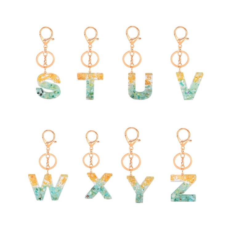 2 PCS Gold Foil Epoxy English Letter Keychain Bag Pendant