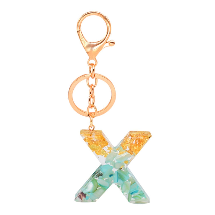2 PCS Gold Foil Epoxy English Letter Keychain Bag Pendant