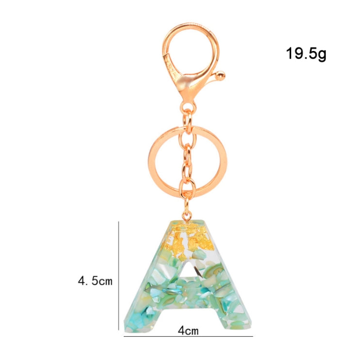 2 PCS Gold Foil Epoxy English Letter Keychain Bag Pendant