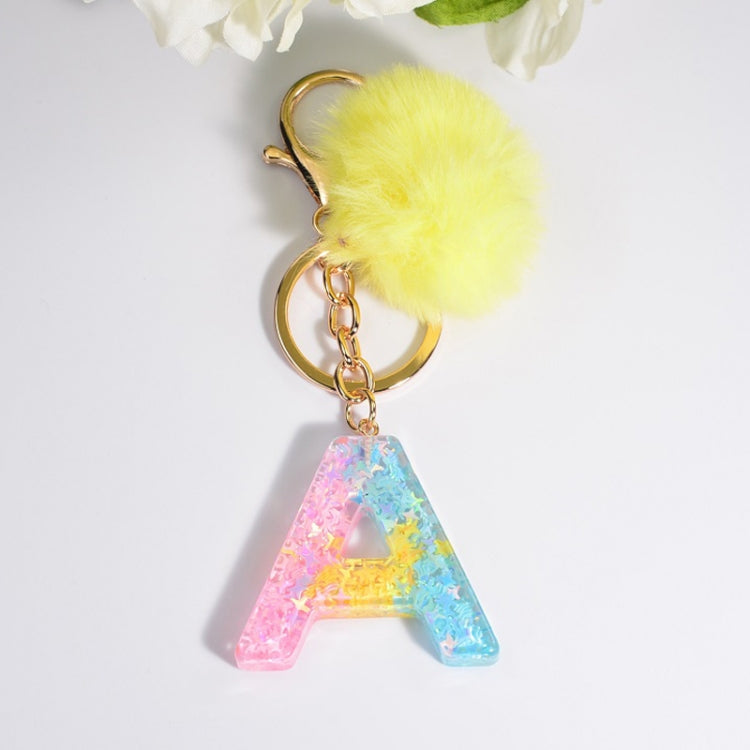 2 PCS Crystal Epoxy Rainbow Color Keychain Hair Ball Ladies Bag Pendant