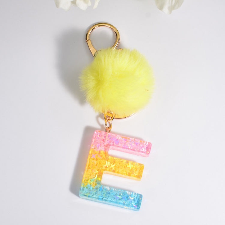 2 PCS Crystal Epoxy Rainbow Color Keychain Hair Ball Ladies Bag Pendant
