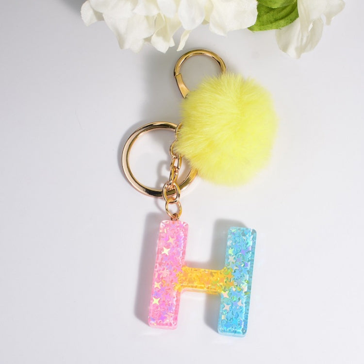 2 PCS Crystal Epoxy Rainbow Color Keychain Hair Ball Ladies Bag Pendant