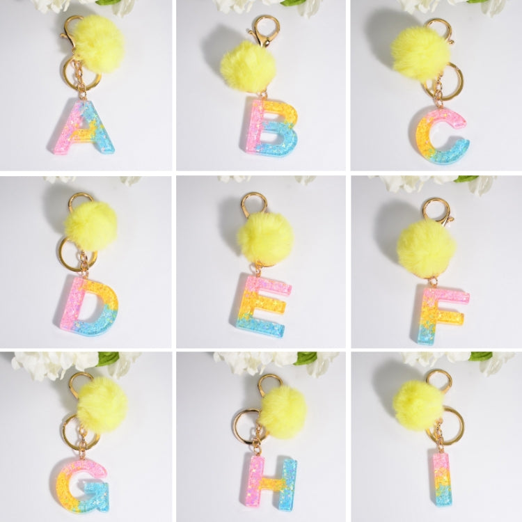 2 PCS Crystal Epoxy Rainbow Color Keychain Hair Ball Ladies Bag Pendant
