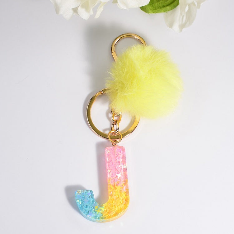 2 PCS Crystal Epoxy Rainbow Color Keychain Hair Ball Ladies Bag Pendant