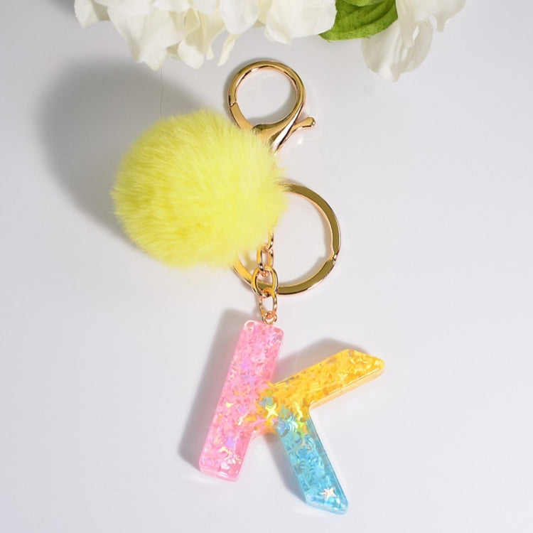 2 PCS Crystal Epoxy Rainbow Color Keychain Hair Ball Ladies Bag Pendant