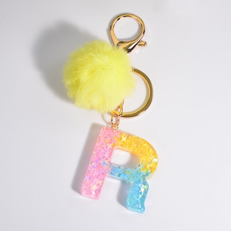 2 PCS Crystal Epoxy Rainbow Color Keychain Hair Ball Ladies Bag Pendant