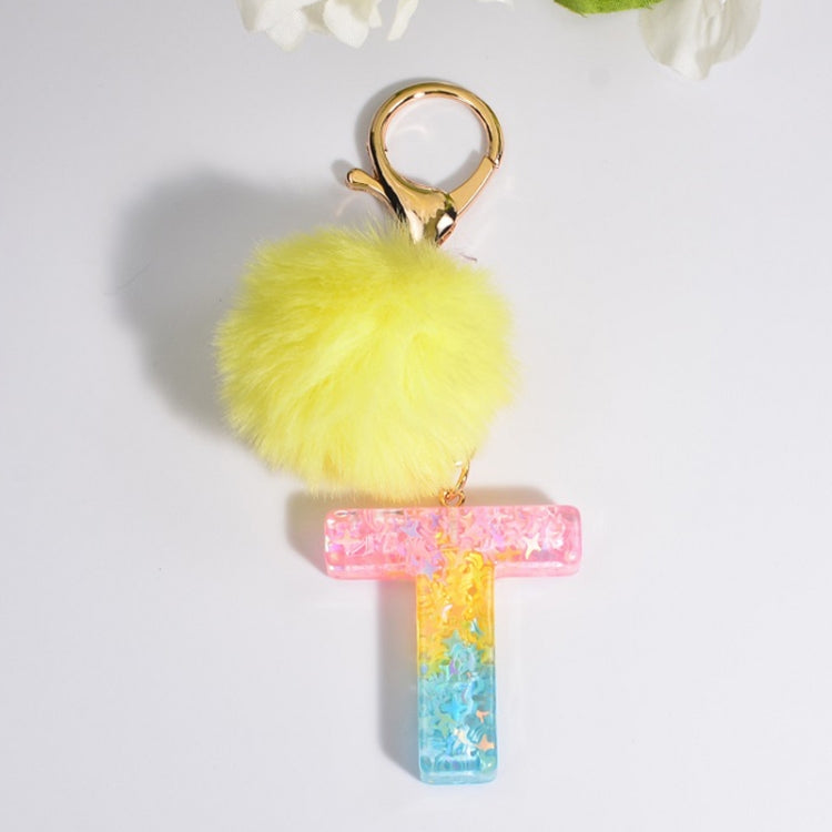 2 PCS Crystal Epoxy Rainbow Color Keychain Hair Ball Ladies Bag Pendant