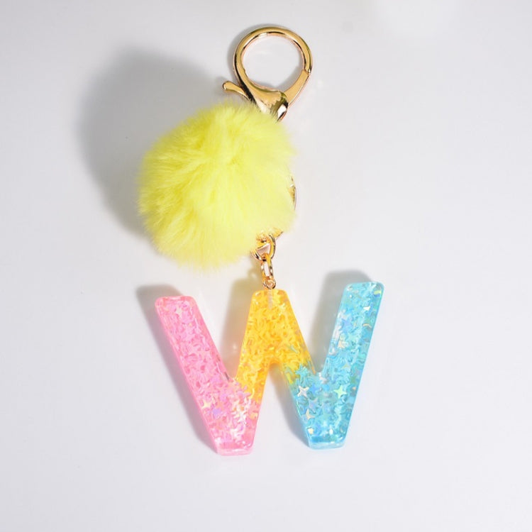 2 PCS Crystal Epoxy Rainbow Color Keychain Hair Ball Ladies Bag Pendant