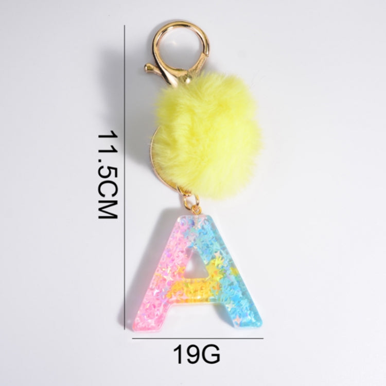 2 PCS Crystal Epoxy Rainbow Color Keychain Hair Ball Ladies Bag Pendant