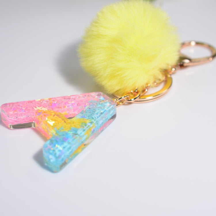 2 PCS Crystal Epoxy Rainbow Color Keychain Hair Ball Ladies Bag Pendant