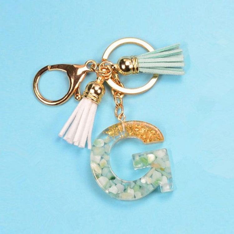 2 PCS Gold Foil English Letter Tassel Keychain Bag Decoration Pendant