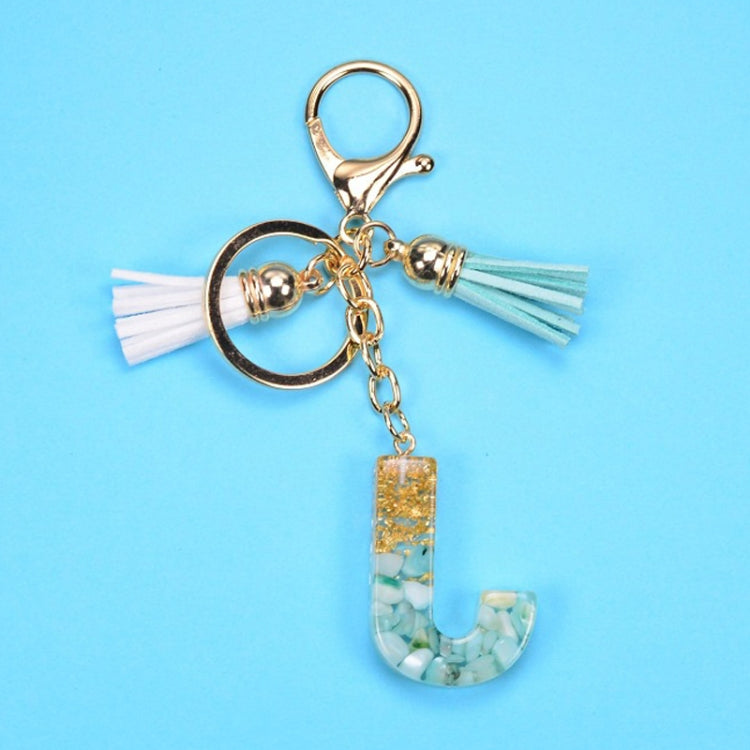 2 PCS Gold Foil English Letter Tassel Keychain Bag Decoration Pendant