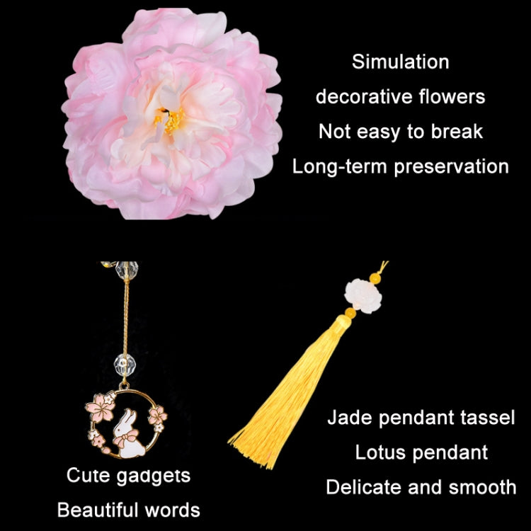 Moon Festival Hand Lantern Children Handmade DIY Materials, Color: Champagne Peonies
