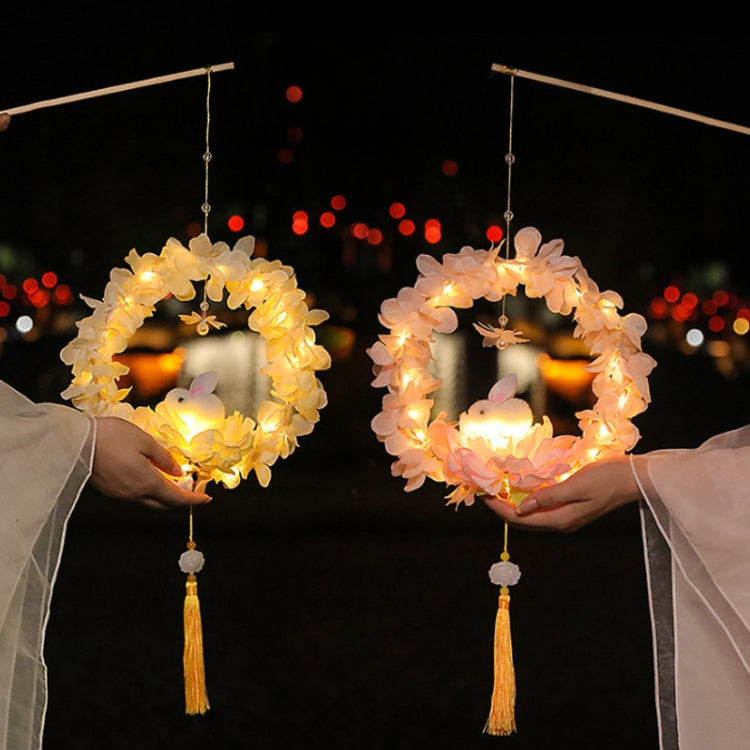 Moon Festival Hand Lantern Children Handmade DIY Materials, Color: Champagne Peonies