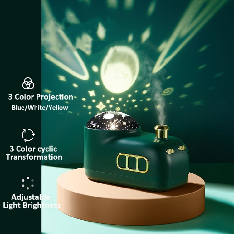 Retro Steam Train Air Humidifier USB Night Light Atmosphere Decor Lamp, Color: White-Projection