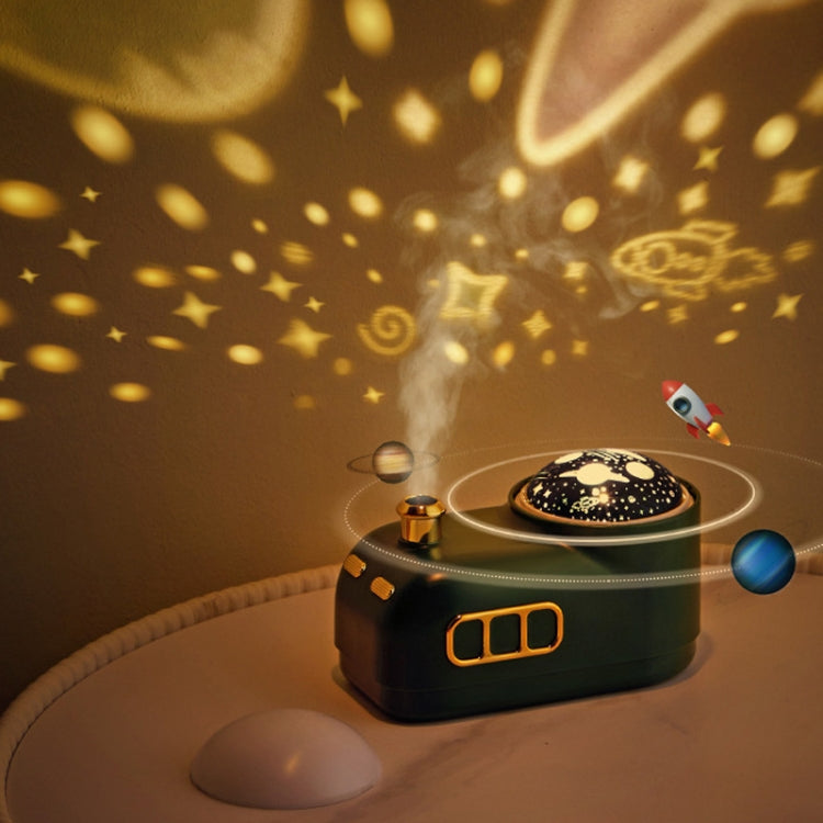 Retro Steam Train Air Humidifier USB Night Light Atmosphere Decor Lamp, Color: Green-Projection