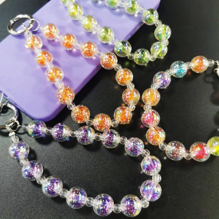 2 PCS Acrylic Colorful Round Bead Bracelet Phone Lanyard with Patch(Random  Color)