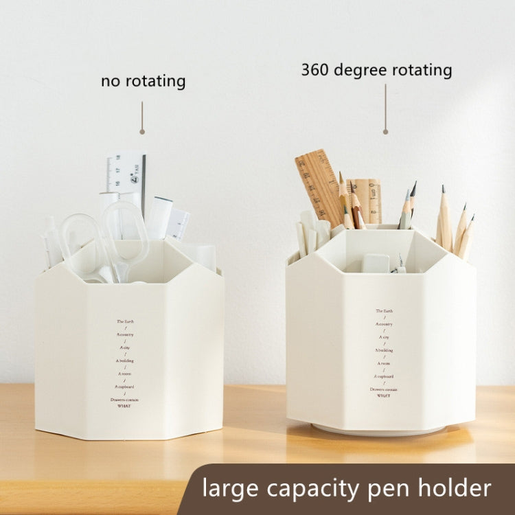 Large Capacity Desktop Storage Box Student Office Pen Bucket, Color: Rotating Beige