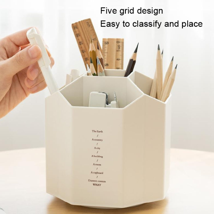 Large Capacity Desktop Storage Box Student Office Pen Bucket, Color: Rotating Beige